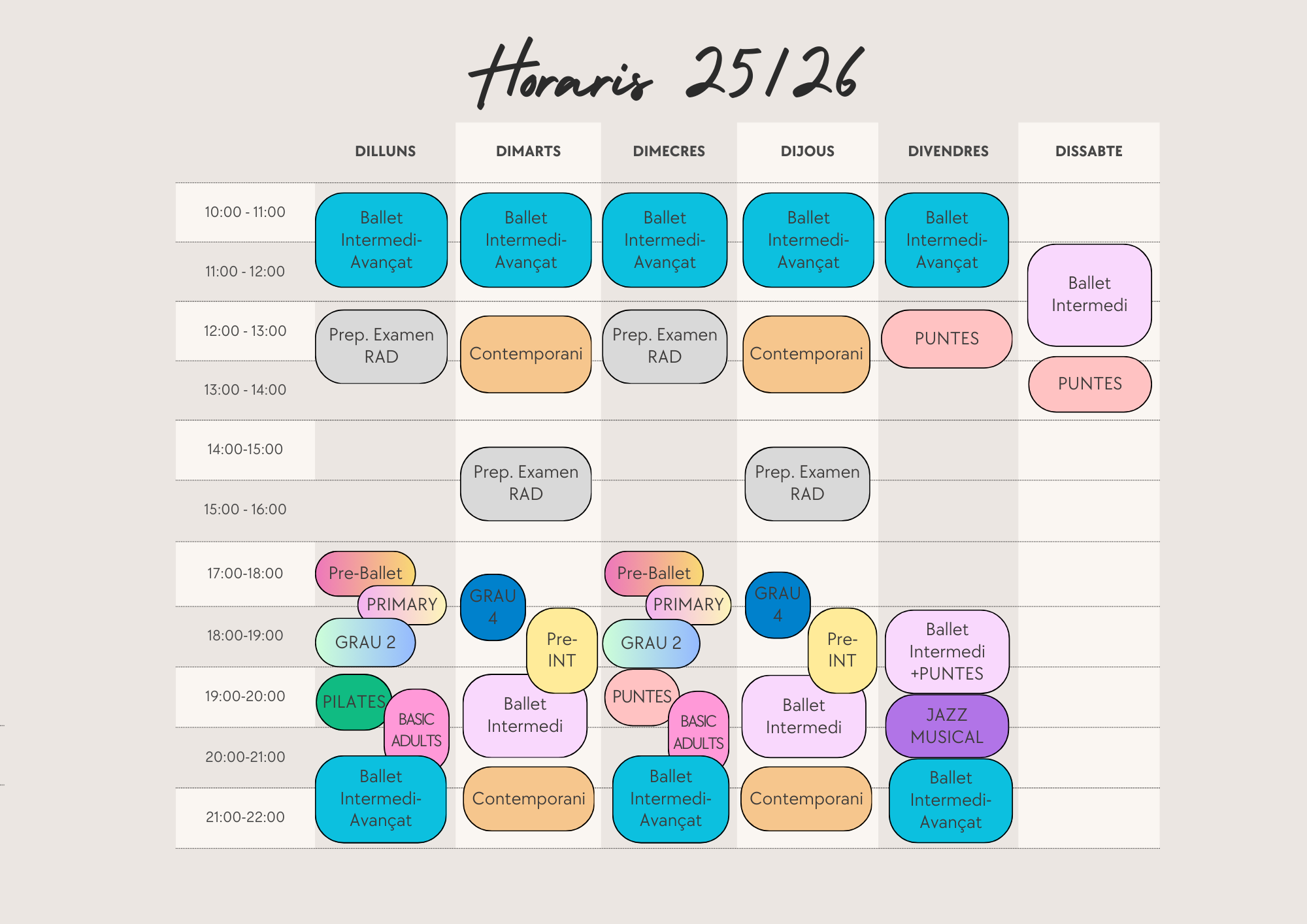 Horaris classes